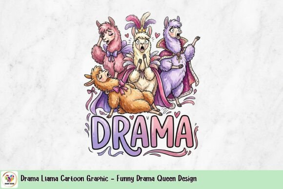 Drama Llama Cartoon Graphic: A Funny Design for Creative Projects
